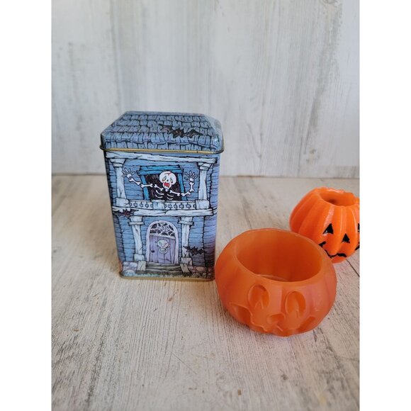 Vintage Halloween Mini candle haunted house pumpkin set - Picture 2 of 12